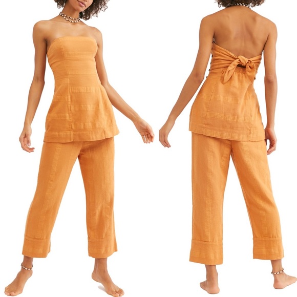 Free People Pants - Free People This is Love Two Piece Set in Saffron